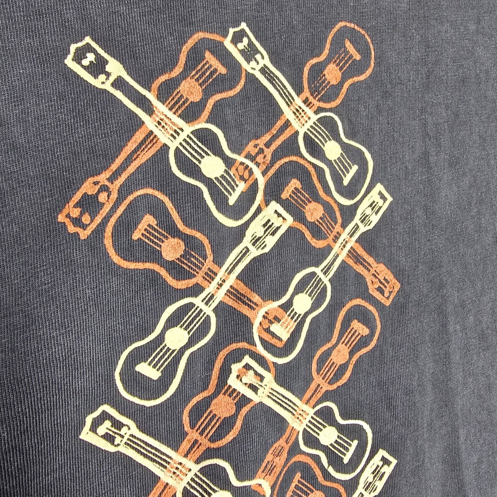 Hanes T-Shirt Mens 3XL Brown Hawaiian Force Ukulele Guitar Graphic Made‎ in USA